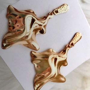 Large Gold Rhombus Drop Earrings NEW